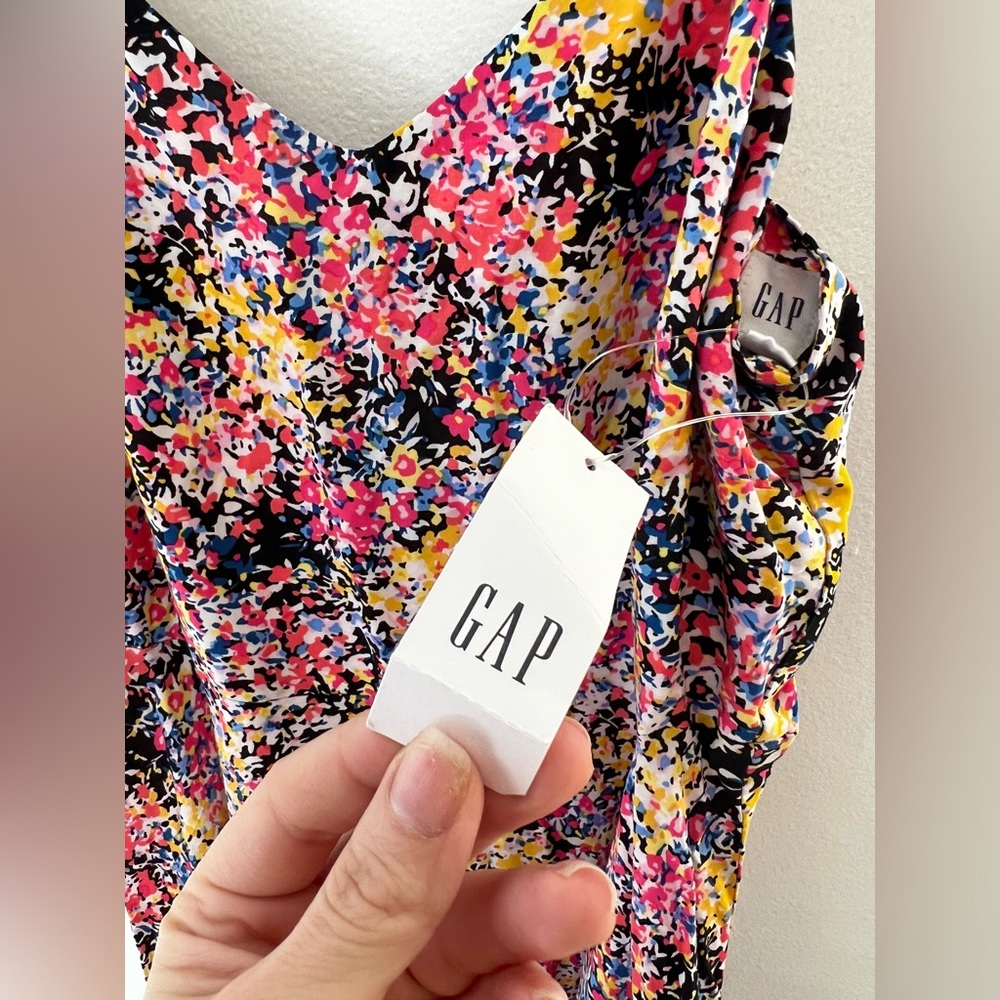 Multicolor Abstract Gap Spring Summer Dress with Spaghetti Straps XS - Picture 4 of 9